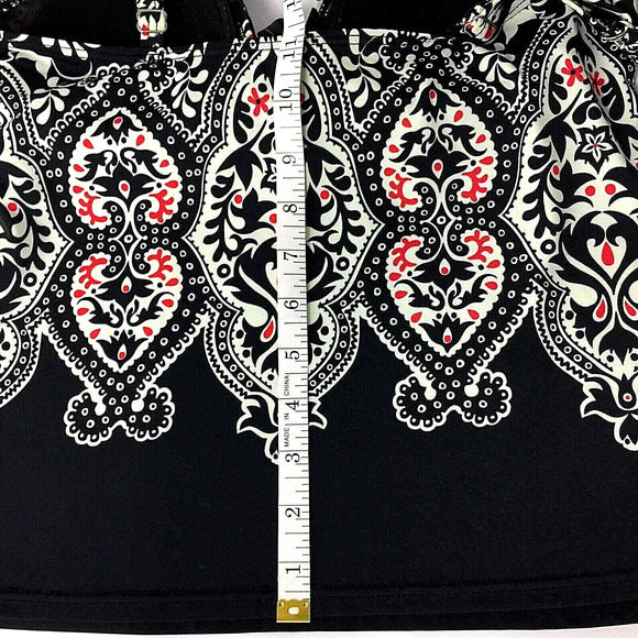 Christina Tankini Top Womens Size 10 Padded Bra Black Red Print Swim Top Modest - Picture 8 of 10